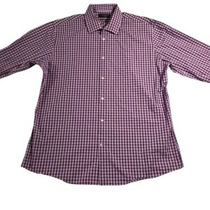 The Men's Store Bloomingdale's Purple Gingham Dress Shirt Contemporary Fit 17.5